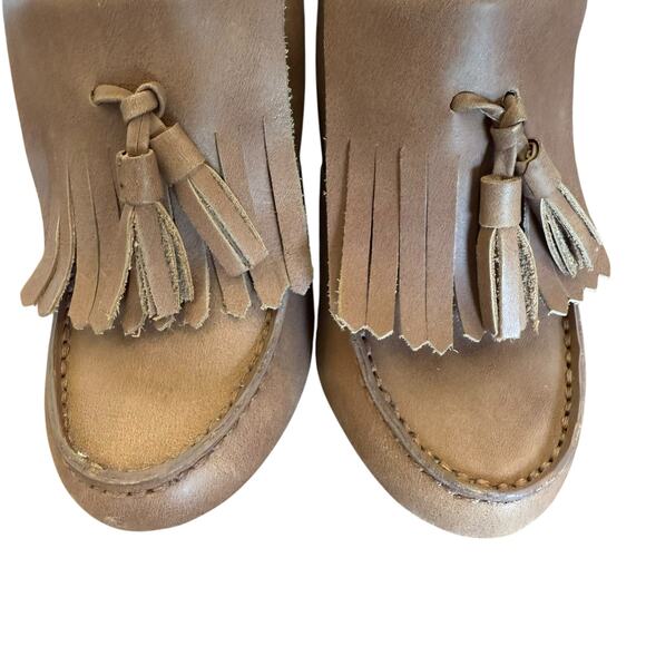 Anthropologie Brown Mules with Fringe Detail - Picture 3 of 9